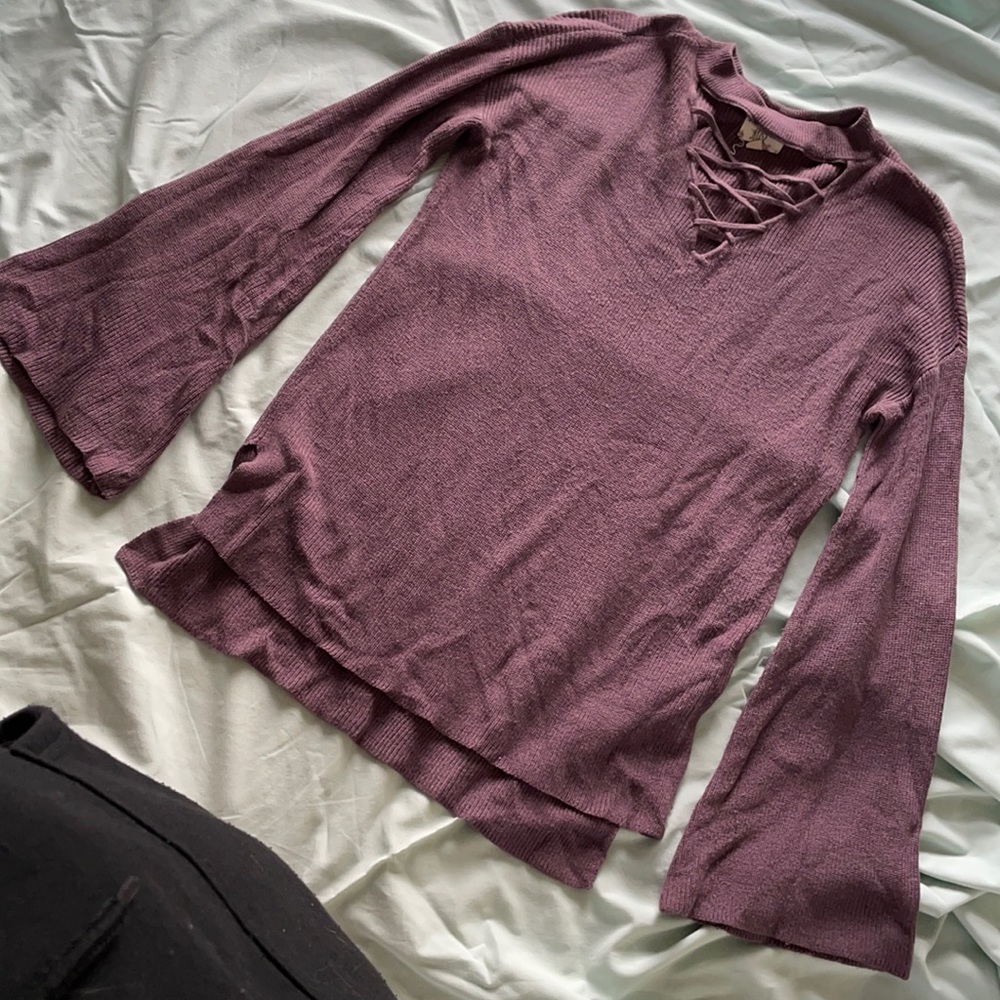 Juniors XL lace up neck sweater